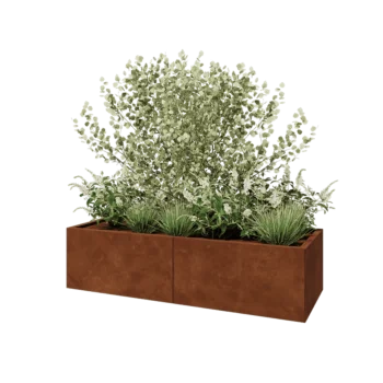 Cortenstaal plantenbak XXL - Rechthoek - 160 x 60 x 40 cm - Met bodemplaat