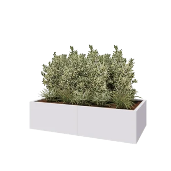 Stalen plantenbak XXL - Rechthoek - 160 x 80 x 40 cm - RAL9010 mat (wit) - Met bodemplaat