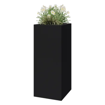 Polyester plantenbak - Vierkant - 50 x 50 x 120 cm - RAL7021 mat (zwartgrijs) - Met bodem