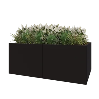 Stalen plantenbak XXL - Rechthoek - 200 x 120 x 80 cm - RAL9005 mat (zwart) - Met bodemplaat