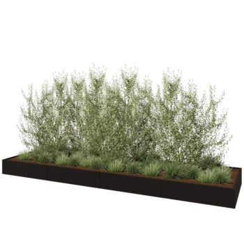 Stalen plantenbak XXL - Rechthoek - 480 x 120 x 30 cm - RAL9005 mat (zwart) - Met bodemplaat