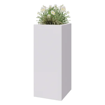 Polyester plantenbak - Vierkant - 50 x 50 x 120 cm - RAL9010 mat (wit) - Met bodem