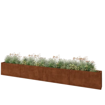 Cortenstaal plantenbak XXL - Rechthoek - 480 x 30 x 60 cm - Met bodemplaat