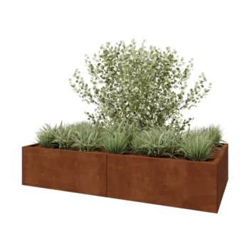 Cortenstaal plantenbak XXL - Rechthoek - 200 x 100 x 40 cm - Met bodemplaat