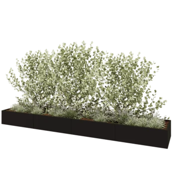 Stalen plantenbak XXL - Rechthoek - 480 x 80 x 40 cm - RAL9005 mat (zwart) - Met bodemplaat