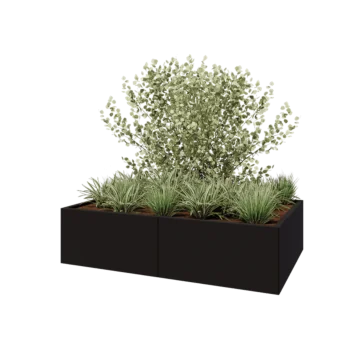 Stalen plantenbak XXL - Rechthoek - 160 x 100 x 40 cm - RAL9005 mat (zwart) - Zonder bodemplaat