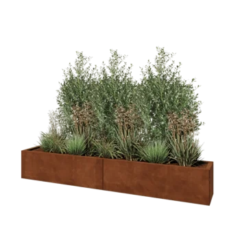 Cortenstaal plantenbak XXL - Rechthoek - 200 x 30 x 30 cm - Met bodemplaat