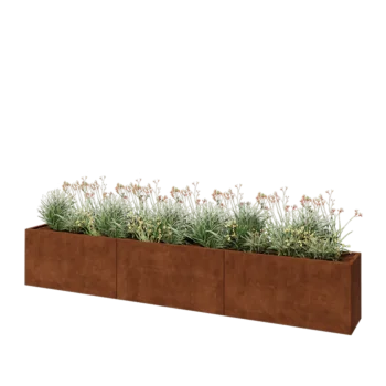 Cortenstaal plantenbak XXL - Rechthoek - 360 x 40 x 60 cm - Met bodemplaat