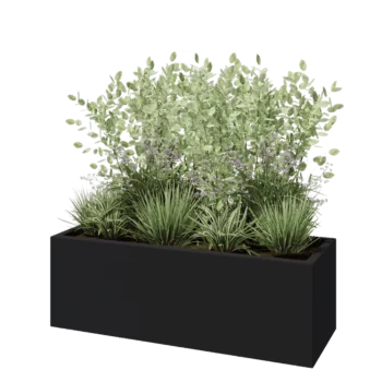 Polyester plantenbak - Rechthoek - 120 x 40 x 40 cm - RAL7021 mat (zwartgrijs) - Met bodem