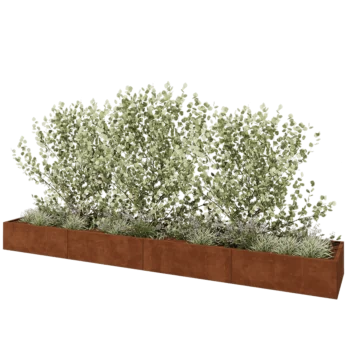 Cortenstaal plantenbak XXL - Rechthoek - 480 x 80 x 40 cm - Met bodemplaat