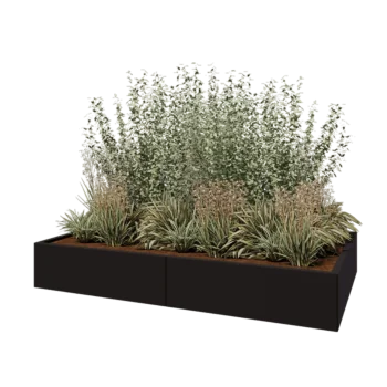 Stalen plantenbak XXL - Rechthoek - 200 x 120 x 30 cm - RAL9005 mat (zwart) - Met bodemplaat