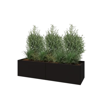 Stalen plantenbak XXL - Rechthoek - 160 x 50 x 40 cm - RAL9005 mat (zwart) - Met bodemplaat