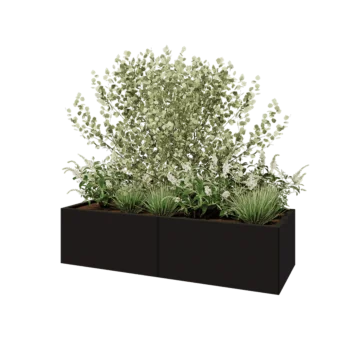 Stalen plantenbak XXL - Rechthoek - 160 x 60 x 40 cm - RAL9005 mat (zwart) - Met bodemplaat