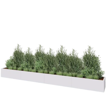 Stalen plantenbak XXL - Rechthoek - 480 x 50 x 40 cm - RAL9010 mat (wit) - Met bodemplaat