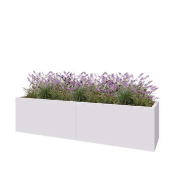 Stalen plantenbak XXL - Rechthoek - 200 x 50 x 50 cm - RAL9010 mat (wit) - Met bodemplaat