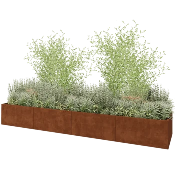 Cortenstaal plantenbak XXL - Rechthoek - 480 x 100 x 60 cm - Met bodemplaat