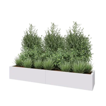 Stalen plantenbak XXL - Rechthoek - 200 x 40 x 30 cm - RAL9010 mat (wit) - Met bodemplaat