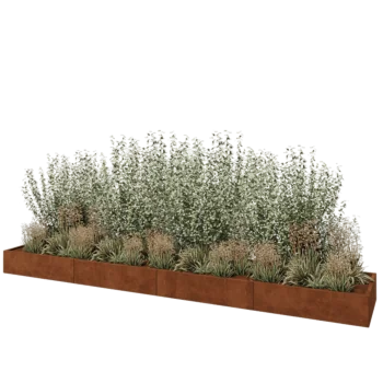Cortenstaal plantenbak XXL - Rechthoek - 480 x 80 x 30 cm - Met bodemplaat