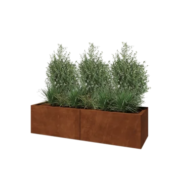 Cortenstaal plantenbak XXL - Rechthoek - 160 x 50 x 40 cm - Met bodemplaat