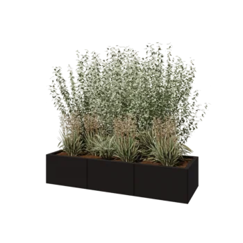 Stalen plantenbak XXL - Rechthoek - 150 x 50 x 30 cm - RAL9005 mat (zwart) - Met bodemplaat