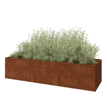 Cortenstaal plantenbak XXL - Rechthoek - 360 x 100 x 80 cm - Met bodemplaat