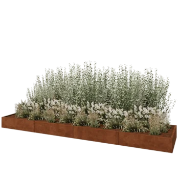 Cortenstaal plantenbak XXL - Rechthoek - 480 x 100 x 30 cm - Met bodemplaat