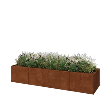 Cortenstaal plantenbak XXL - Rechthoek - 320 x 80 x 60 cm - Met bodemplaat