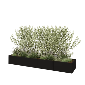 Stalen plantenbak XXL - Rechthoek - 320 x 60 x 40 cm - RAL9005 mat (zwart) - Met bodemplaat