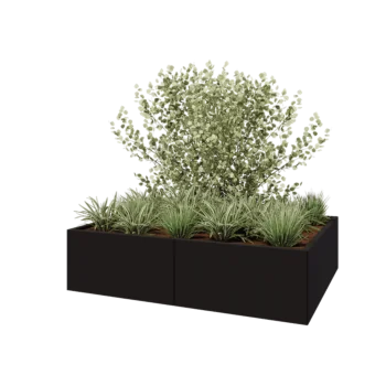 Stalen plantenbak XXL - Rechthoek - 160 x 120 x 40 cm - RAL9005 mat (zwart) - Met bodemplaat