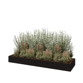 Stalen plantenbak XXL - Rechthoek - 320 x 80 x 30 cm - RAL9005 mat (zwart) - Met bodemplaat