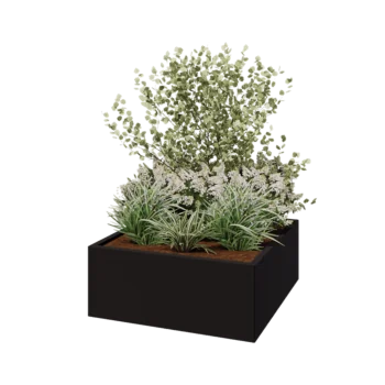 Stalen plantenbak - Vierkant - 100 x 100 x 40 cm - RAL9005 mat (zwart) - Zonder bodemplaat