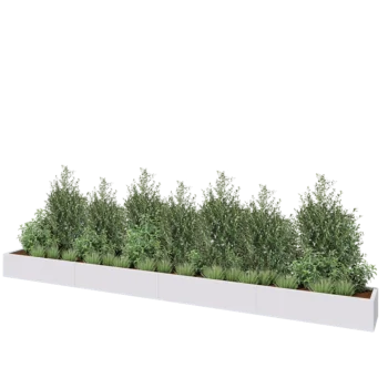 Stalen plantenbak XXL - Rechthoek - 480 x 40 x 30 cm - RAL9010 mat (wit) - Met bodemplaat