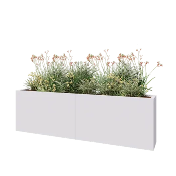 Stalen plantenbak XXL - Rechthoek - 200 x 30 x 60 cm - RAL9010 mat (wit) - Met bodemplaat