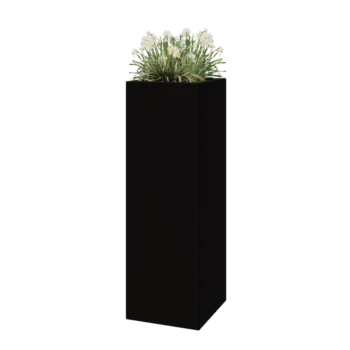 Polyester plantenbak - Vierkant - 40 x 40 x 120 cm - RAL9005 mat (zwart) - Met bodem