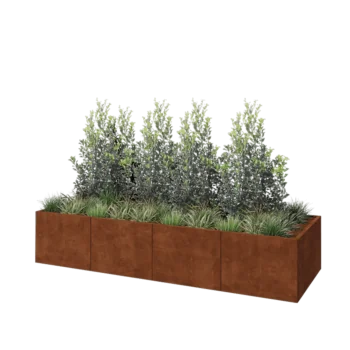 Cortenstaal plantenbak XXL - Rechthoek - 320 x 100 x 60 cm - Met bodemplaat