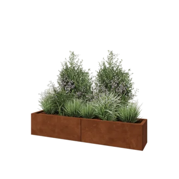 Cortenstaal plantenbak XXL - Rechthoek - 160 x 30 x 30 cm - Met bodemplaat