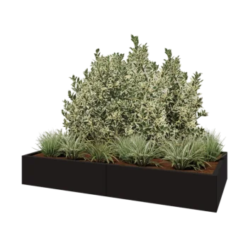 Stalen plantenbak XXL - Rechthoek - 200 x 100 x 30 cm - RAL9005 mat (zwart) - Met bodemplaat