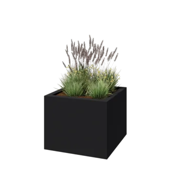 Polyester plantenbak - Vierkant - 100 x 100 x 80 cm - RAL7021 mat (zwartgrijs) - Met bodem
