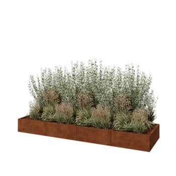 Cortenstaal plantenbak XXL - Rechthoek - 320 x 80 x 30 cm - Met bodemplaat