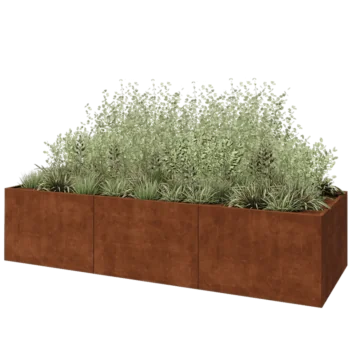 Cortenstaal plantenbak XXL - Rechthoek - 360 x 120 x 80 cm - Met bodemplaat