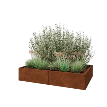 Cortenstaal plantenbak XXL - Rechthoek - 160 x 100 x 30 cm - Met bodemplaat