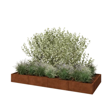 Cortenstaal plantenbak XXL - Rechthoek - 320 x 120 x 30 cm - Met bodemplaat