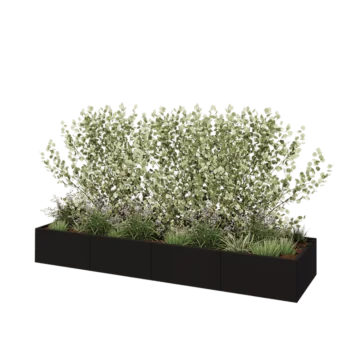 Stalen plantenbak XXL - Rechthoek - 320 x 80 x 40 cm - RAL9005 mat (zwart) - Met bodemplaat