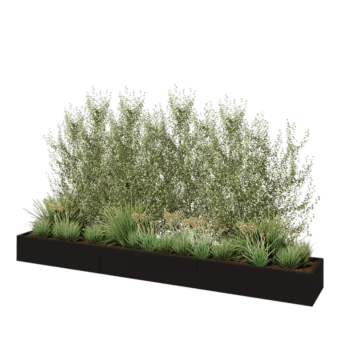 Stalen plantenbak XXL - Rechthoek - 360 x 50 x 30 cm - RAL9005 mat (zwart) - Met bodemplaat
