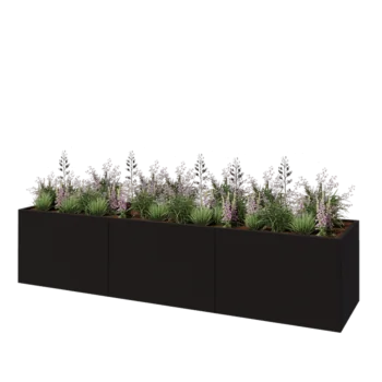 Stalen plantenbak XXL - Rechthoek - 360 x 80 x 80 cm - RAL9005 mat (zwart) - Zonder bodemplaat