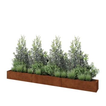 Cortenstaal plantenbak XXL - Rechthoek - 360 x 30 x 30 cm - Met bodemplaat