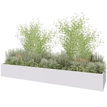 Stalen plantenbak XXL - Rechthoek - 480 x 120 x 60 cm - RAL9010 mat (wit) - Zonder bodemplaat