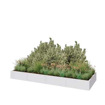 Stalen plantenbak XXL - Rechthoek - 320 x 100 x 30 cm - RAL9010 mat (wit) - Met bodemplaat