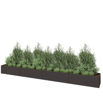 Stalen plantenbak XXL - Rechthoek - 480 x 50 x 40 cm - RAL7016 mat (antraciet grijs) - Met bodemplaat