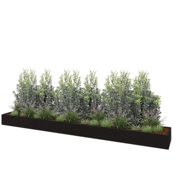Stalen plantenbak XXL - Rechthoek - 480 x 60 x 30 cm - RAL9005 mat (zwart) - Zonder bodemplaat